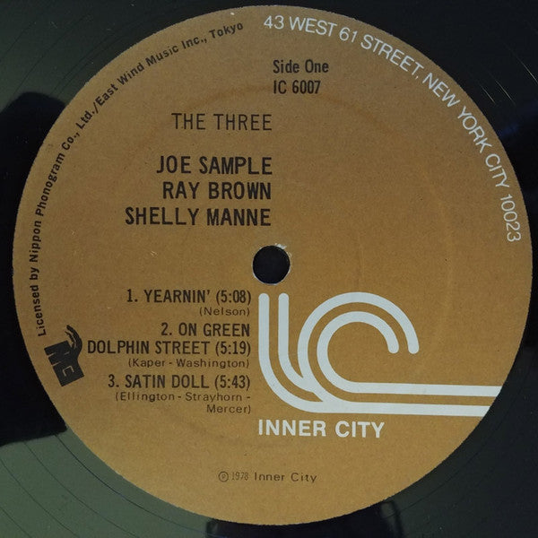 Joe Sample / Ray Brown / Shelly Manne : The Three (LP, Album)