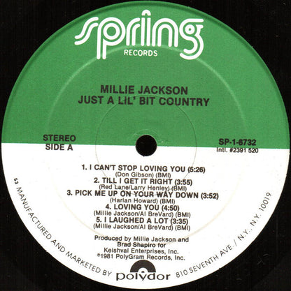 Millie Jackson : Just A Lil' Bit Country (LP, Album, Kee)