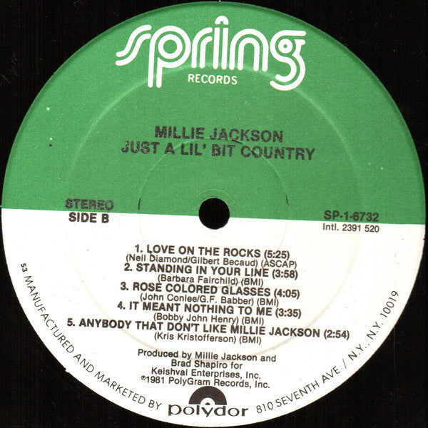 Millie Jackson : Just A Lil' Bit Country (LP, Album, Kee)