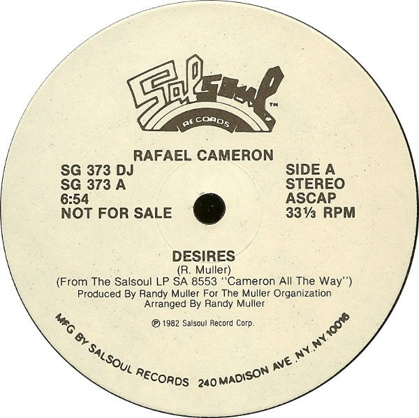 Rafael Cameron : Desires (12", Single, Promo)