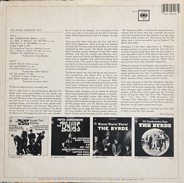 The Byrds : The Byrds' Greatest Hits (LP, Comp, RE, Pit)