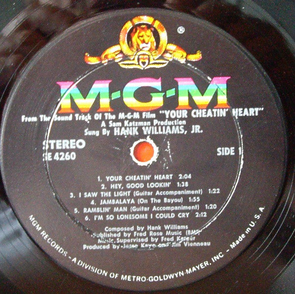 Hank Williams Jr. : Your Cheatin' Heart (Original Motion Picture Sound Track) (LP, Album)
