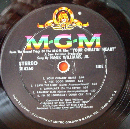 Hank Williams Jr. : Your Cheatin' Heart (Original Motion Picture Sound Track) (LP, Album)