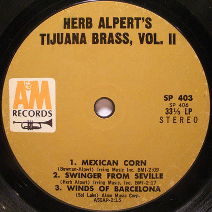 Herb Alpert & The Tijuana Brass : Herb Alpert's Tijuana Brass, Vol. 2 (7", Jukebox)