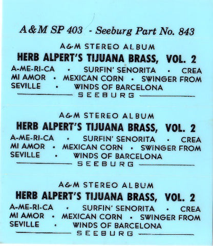 Herb Alpert & The Tijuana Brass : Herb Alpert's Tijuana Brass, Vol. 2 (7", Jukebox)