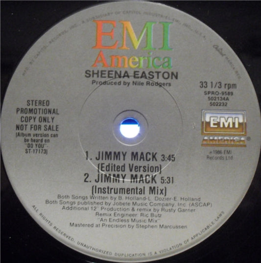 Sheena Easton : Jimmy Mack (12", Promo)