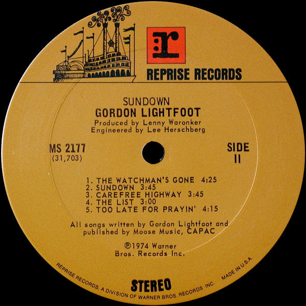 Gordon Lightfoot : Sundown (LP, Album, Ter)