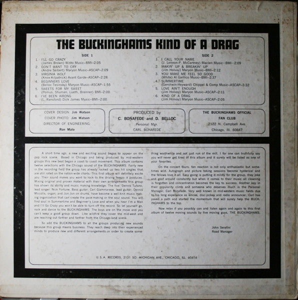 The Buckinghams : Kind Of A Drag (LP, Album, Mono)