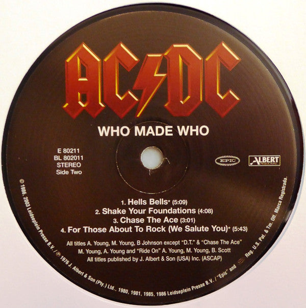 AC/DC : Who Made Who (LP, Album, Comp, RE, RM, 180)