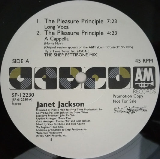 Janet Jackson : The Pleasure Principle (12", Promo)