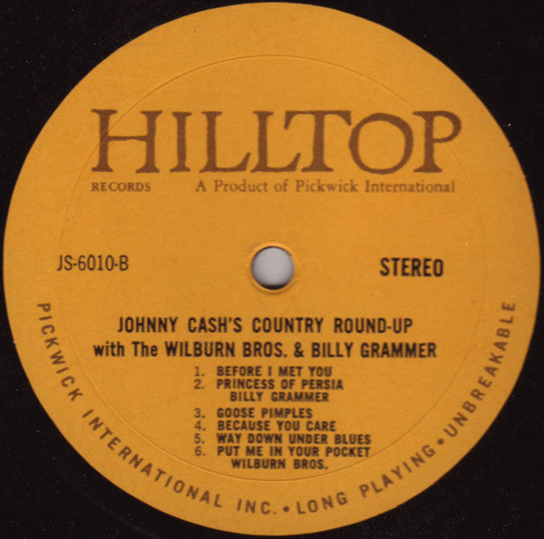 Johnny Cash With The The Wilburn Brothers And Billy Grammer : Johnny Cash's-Country Round-up (The Authentic Sounds Of Country & Western Music) (LP, Comp)