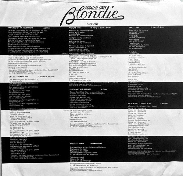Blondie : Parallel Lines (LP, Album, Club, San)