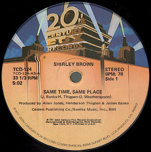 Shirley Brown : Same Time, Same Place (12")