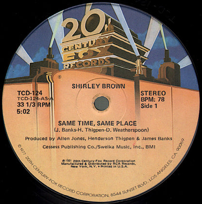 Shirley Brown : Same Time, Same Place (12")