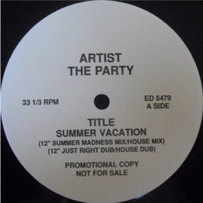 The Party : Summer Vacation (12", Promo)
