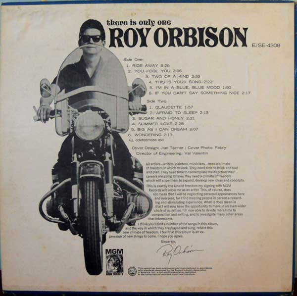 Roy Orbison : There Is Only One Roy Orbison (LP, Album, Mono)