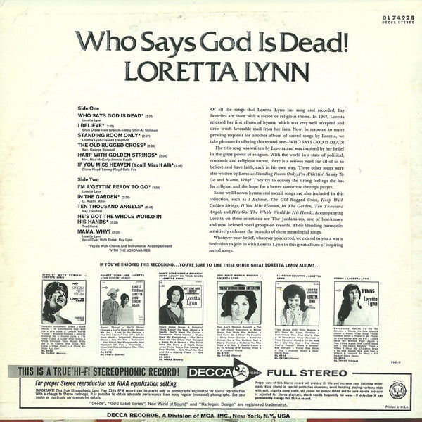 Loretta Lynn : Who Says God Is Dead! (LP, Album)