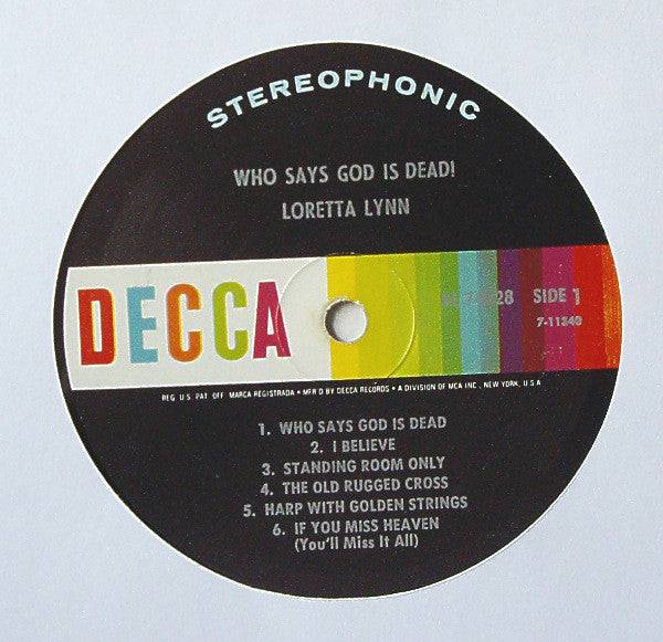 Loretta Lynn : Who Says God Is Dead! (LP, Album)