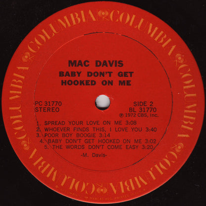 Mac Davis : Baby Don't Get Hooked On Me (LP, Album, RP)