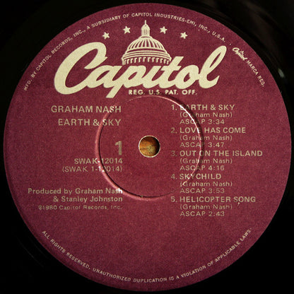 Graham Nash : Earth & Sky (LP, Album, Win)