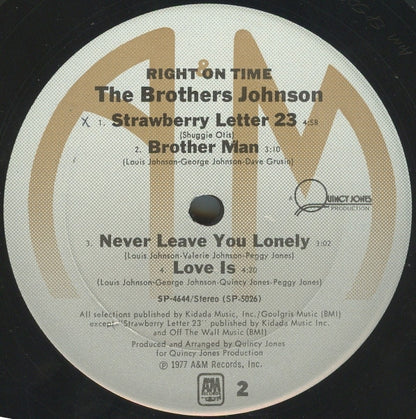 Brothers Johnson : Right On Time (LP, Album, Ter)