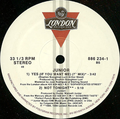 Junior (2) : Yes... (If You Want Me) (12")