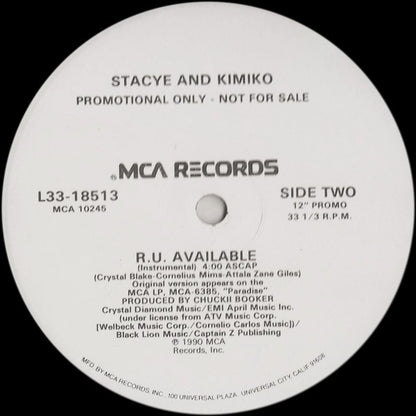 Stacye And Kimiko : R.U. Available (12", Promo)