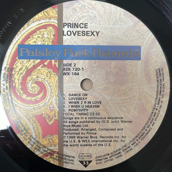 Prince : Lovesexy (LP, Album)