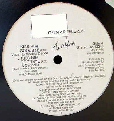 The Nylons : Kiss Him Goodbye (12", Single, Promo)