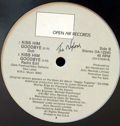 The Nylons : Kiss Him Goodbye (12", Single, Promo)