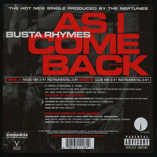 Busta Rhymes : As I Come Back (12", Single)