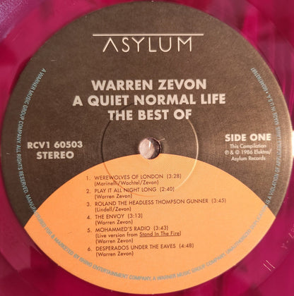 Warren Zevon : A Quiet Normal Life: The Best Of Warren Zevon (LP, Comp, Ltd, RE, Tra)