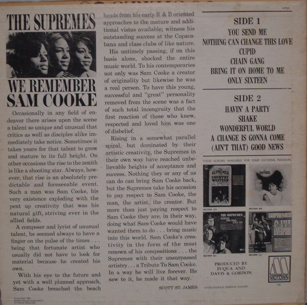 The Supremes : We Remember Sam Cooke (LP, Album, Mono, Roc)