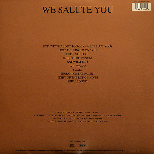 AC/DC : For Those About To Rock We Salute You (LP, Album, RE, RM, 180)