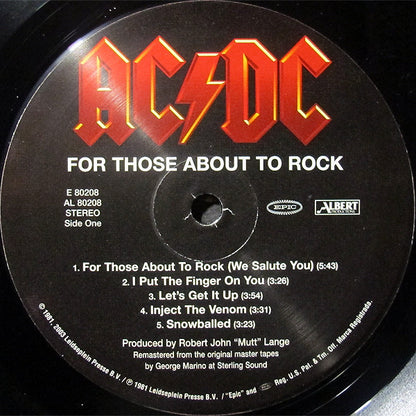 AC/DC : For Those About To Rock We Salute You (LP, Album, RE, RM, 180)