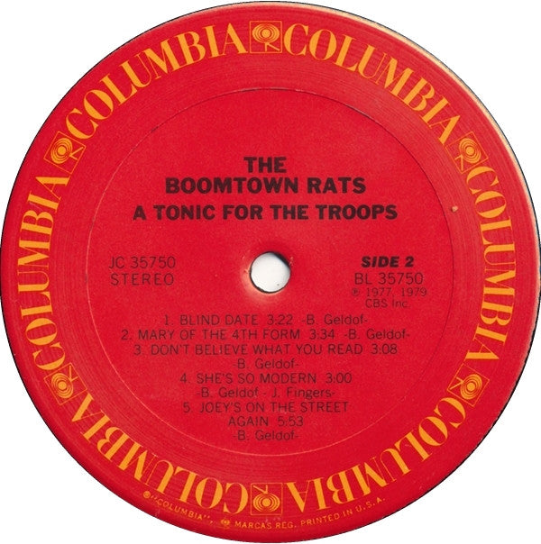 The Boomtown Rats : A Tonic For The Troops (LP, Album, Mon)