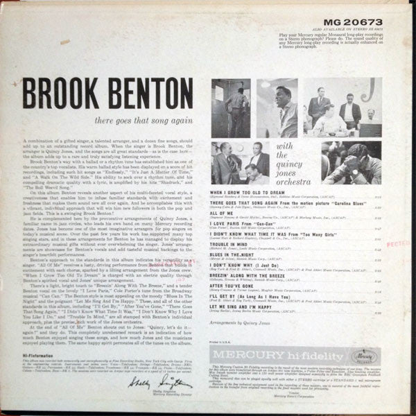 Brook Benton : There Goes That Song Again (LP, Album, Mono)