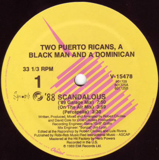 2 Puerto Ricans, A Blackman And A Dominican : Scandalous (12")