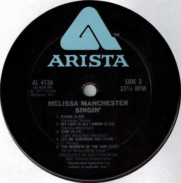 Melissa Manchester : Singin' (LP, Album, Ter)