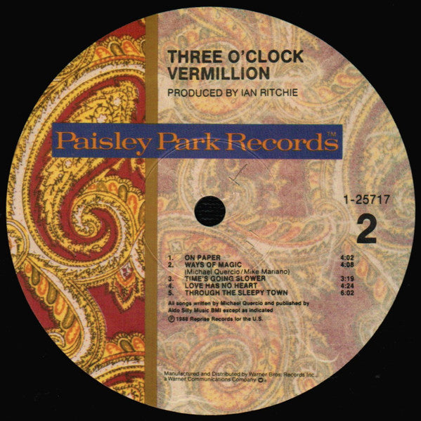 The Three O'Clock : Vermillion (LP, Album, SRC)