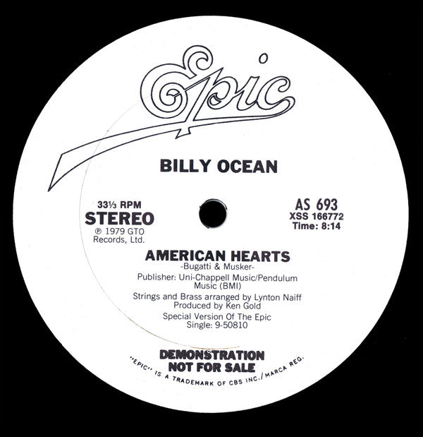 Billy Ocean : American Hearts (12", Single, Promo)