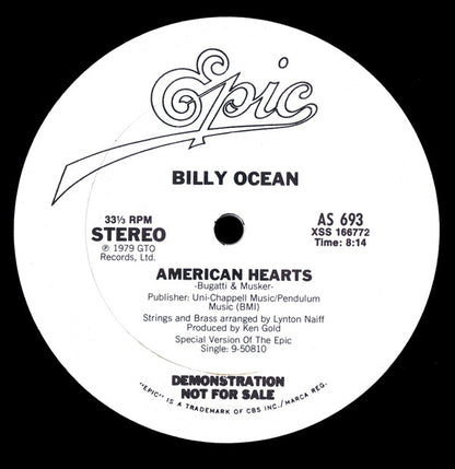 Billy Ocean : American Hearts (12", Single, Promo)