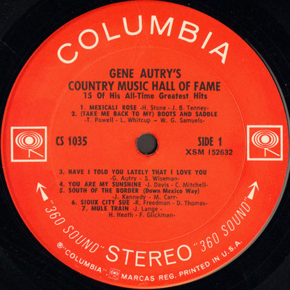 Gene Autry : Gene Autry's Country Music Hall Of Fame Album (LP, Comp, Ter)