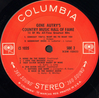 Gene Autry : Gene Autry's Country Music Hall Of Fame Album (LP, Comp, Ter)