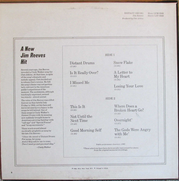 Jim Reeves : Distant Drums (LP, Album)