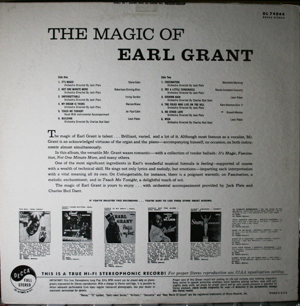 Earl Grant : The Magic Of Earl Grant (LP, Album)