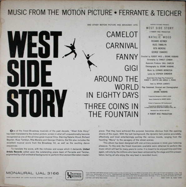 Ferrante & Teicher : Music From The Motion Picture West Side Story And Other Motion Picture And Broadway Hits (LP, Album, Mono)