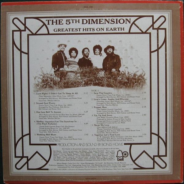 The Fifth Dimension : The Greatest Hits On Earth (LP, Comp, Ter)