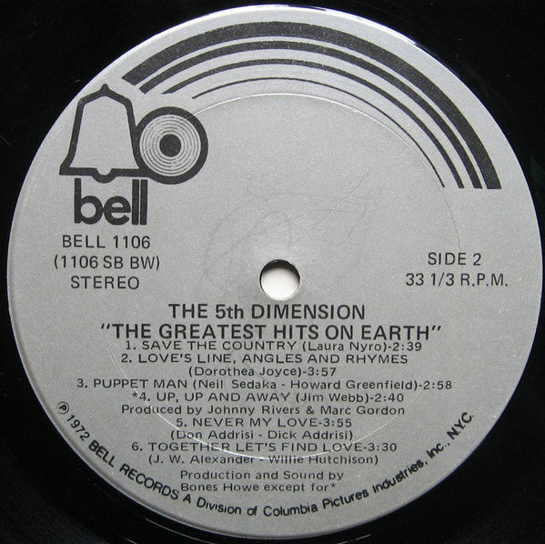 The Fifth Dimension : The Greatest Hits On Earth (LP, Comp, Ter)