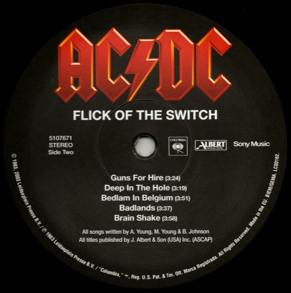 AC/DC : Flick Of The Switch (LP, Album, RE, RM)